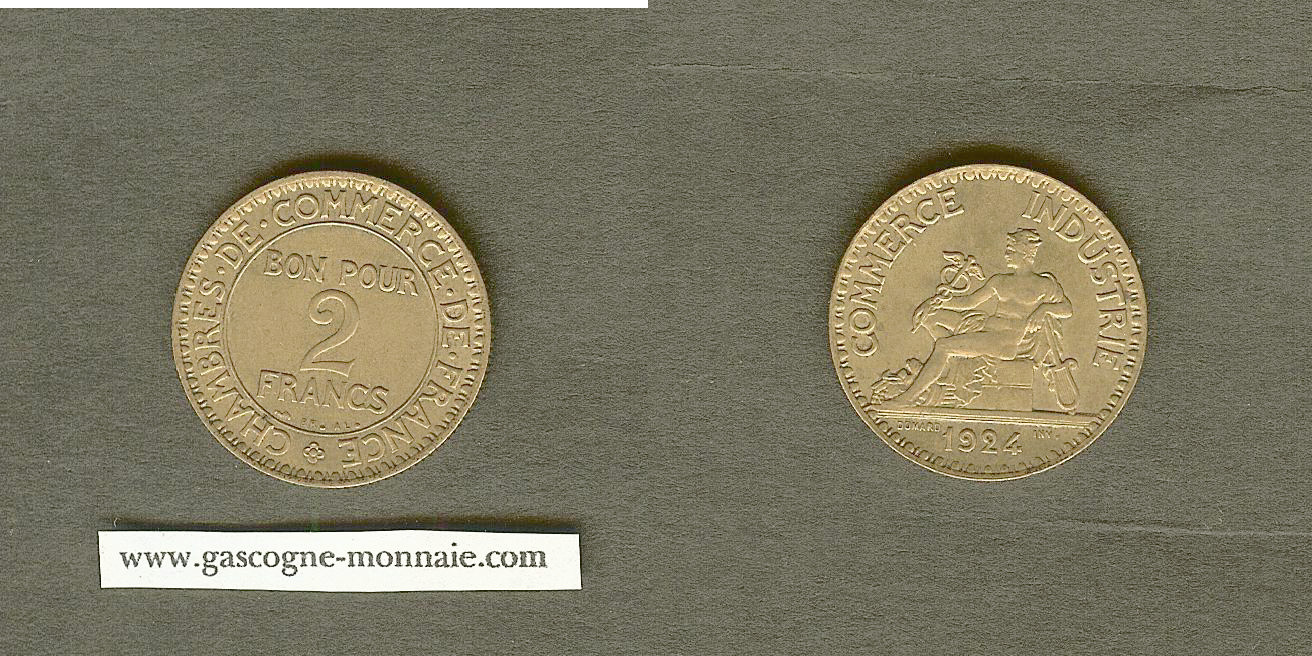 2 francs Chamber of Commerce 1924 EF+